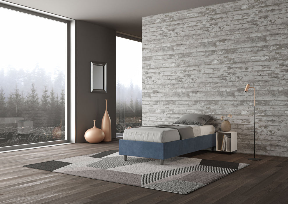 Letto singolo contenitore imbottito 90x210 microfibra Azelia