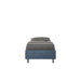 Letto singolo imbottito Azelia blu navy 80x190 in microfibra, senza rete, con design moderno e lineare.