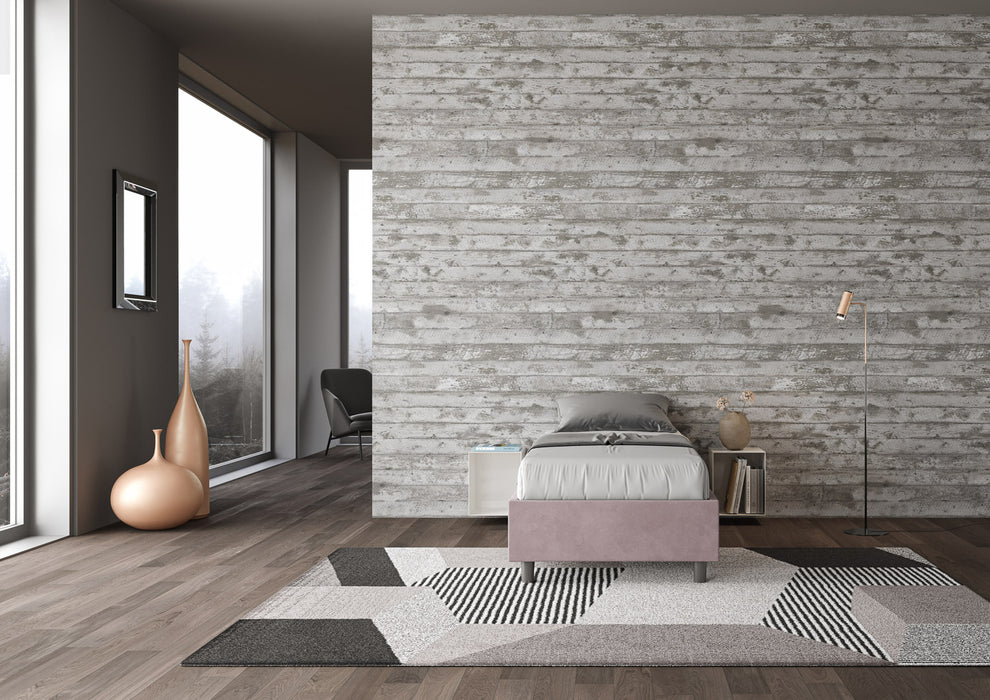 Letto singolo imbottito 90x190 microfibra Azelia con e senza rete e contenitore