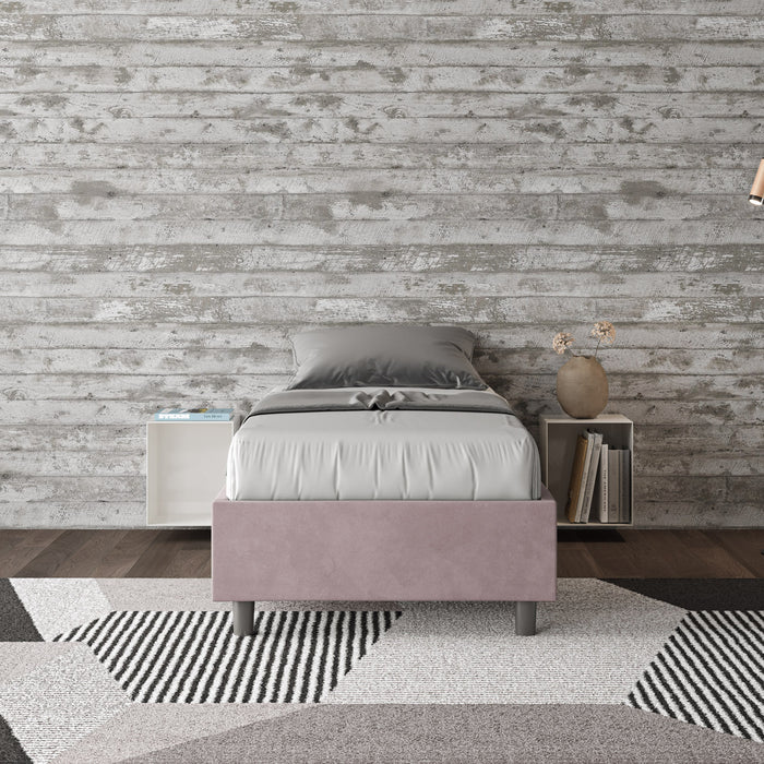 Letto singolo contenitore imbottito 90x210 microfibra Azelia