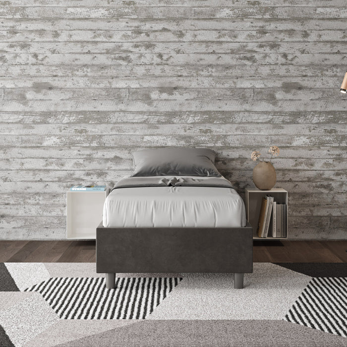 Letto singolo 80x200 imbottito senza testiera, con rete o contenitore