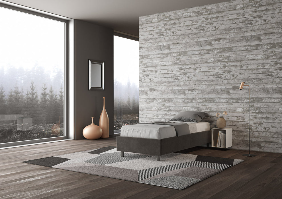 Letto singolo 80x200 imbottito senza testiera, con rete o contenitore