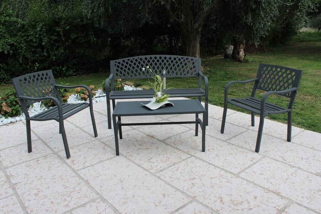 Panchina Montreal 2 Posti Acciaio Antracite 128x56x85h cm