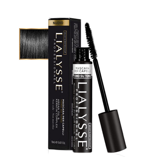 Mascara per capelli nero in tubo con applicatore a spazzola, formula professionale per copertura e ritocco colore, 16 ml