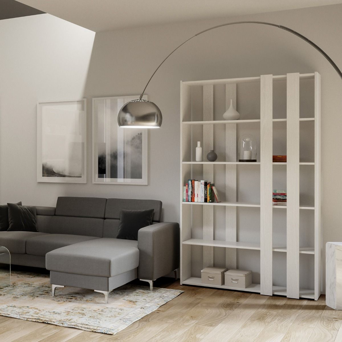 Libreria Kato Small: Variazioni di Stile per Spazi Compatti Librerie made in italy Hobby Shop Solution Libreria A Bianco Frassino 