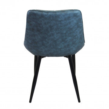 Poltrona con struttura metallo, seduta e schienale in ecopelle blu
