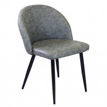 Poltrona struttura metallo seduta schienale ecopelle grigia 50x50x76