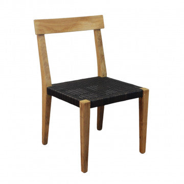 Sedia impilabile in teak e corda, 55x55x88 cm, peso 11 kg
