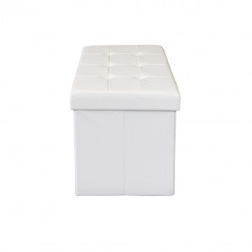 Pouf contenitore rettangolare in ecopelle bianca 76x38x38 cm