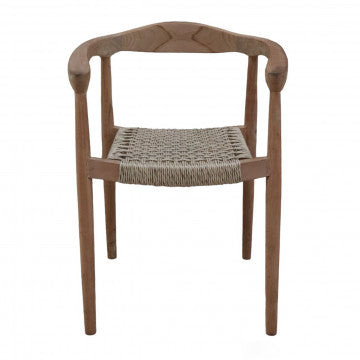 Poltrona in teak con seduta intreccio 2x2, 59x54x78 cm