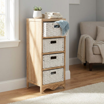 Mobiletto in legno paulownia con 4 cassetti - 35x30x84 cm