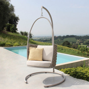 Dondolo in alluminio e corda con cuscini rivestimento TPU idrorepellente