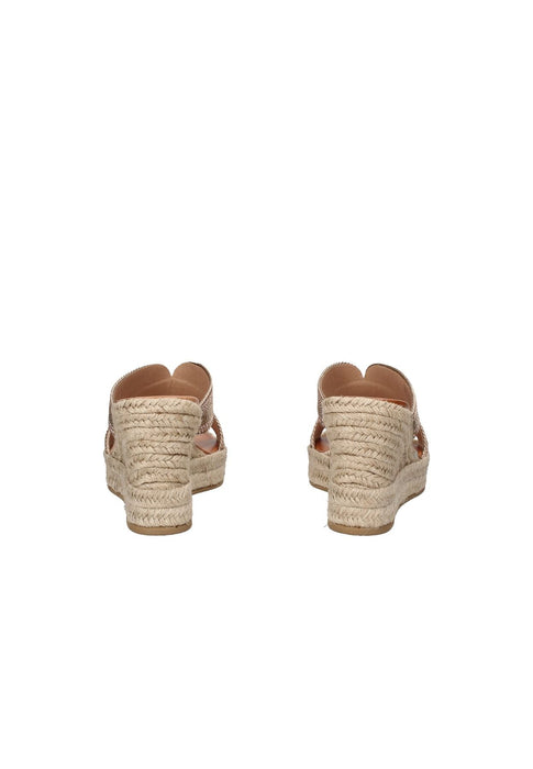 Sandalo Bali Scalzato In Tessuto E Pelle Con Strass Con Zeppa Da 8 Cm E Plateau Da 3 Cm Tsarkiris Mallas