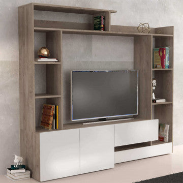 Parete Attrezzata Bianco Rovere Chiaro 180x165h cm