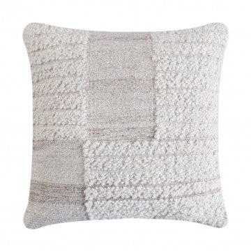 Cuscino in lana avorio con decoro, 45x45 cm, altezza 8 cm