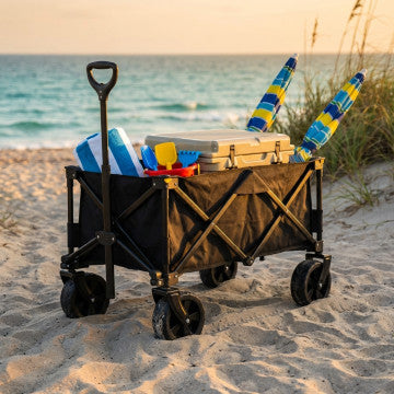 Carrello in metallo e poliestere nero, capacità 250 litri, 108x57x40 cm