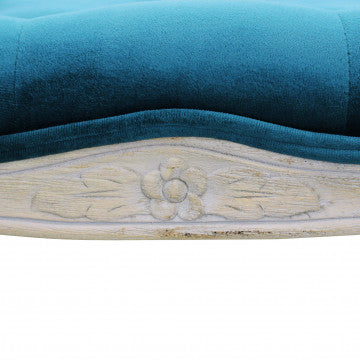 Panca in legno e velluto blu, dimensioni 110x36x47 cm, peso 5,5 kg