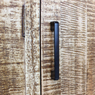 Mobile con 3 ante in legno naturale e struttura gambe metallo nero