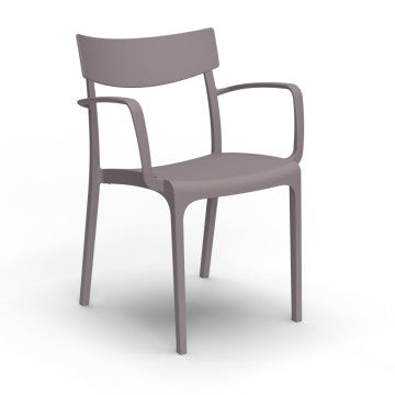 Poltrona in polipropilene e fibra di vetro, 56x54x80 cm, colore taupe