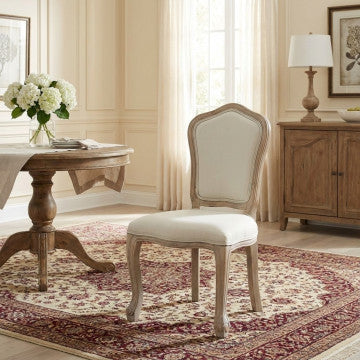 Sedia in legno e tessuto beige, dimensioni 52x50x100 cm