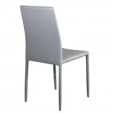 Sedia in acciaio e ecopelle, grigio chiaro, 41x50x91 cm