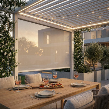 Laterale manuale in textilene con zanzariera per pergola bioclimatica 4 m