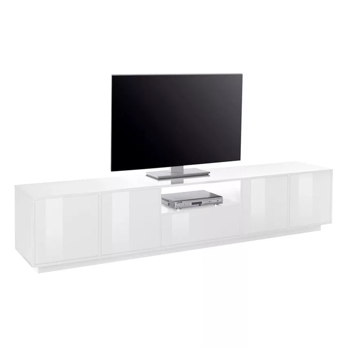 Mobile Porta TV Bloom– Bianco Laccato Lucido, 220 cm, Made in Italy