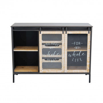 Mobile in legno e acciaio con 2 ante e 3 cassetti 108,5x38,5x79 cm