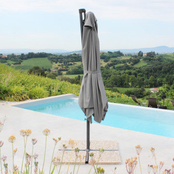 Ombrellone rettangolare 2x3 metri telo grigio chiaro poliestere