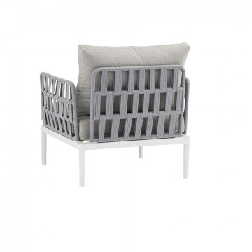 Salotto 3 pezzi struttura alluminio corda PVC cuscini poliestere