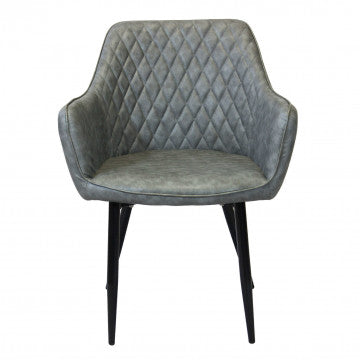 Poltrona struttura metallo seduta schienale ecopelle grigia 56x60x87cm
