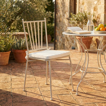 Sedia in acciaio verniciato tortora con cuscino beige 41x42x90 cm