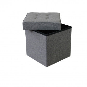 Pouf contenitore quadrato in tessuto grigio scuro 38x38x40 cm