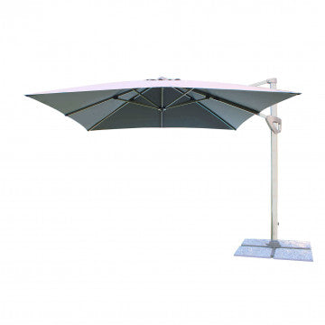 Ombrellone con telo poliestere grigio 250 gr, palo alluminio girevole 3x4m