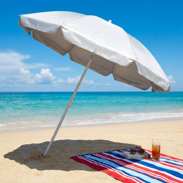 Ombrellone spiaggia palo alluminio 220 cm diametro 2,2 m bianco
