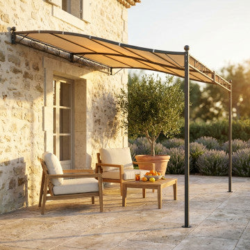 Gazebo pergola addossato 3,5 x 2,5 m telo poliestere 180 gr