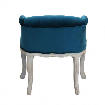 Poltrona in velluto blu con struttura in legno 61x61x71 cm