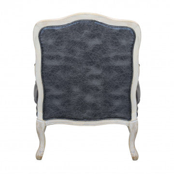 Poltrona in ecopelle vintage grigio scuro, legno, 64x72x92 cm