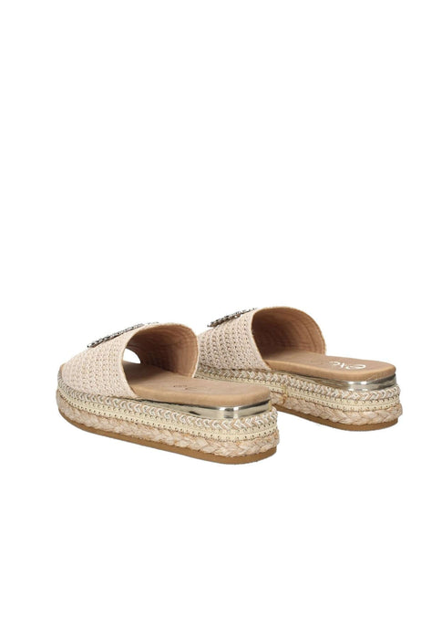 24085L Sandalo Glass EXE Tessuto Con Accessorio Quadrato Strass Sottopiede Imbottito Pelle Fondo Gomma Altezza Tacco 5 Cm