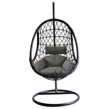 Dondolo con struttura metallo tortora e seduta wicker grigio bianco