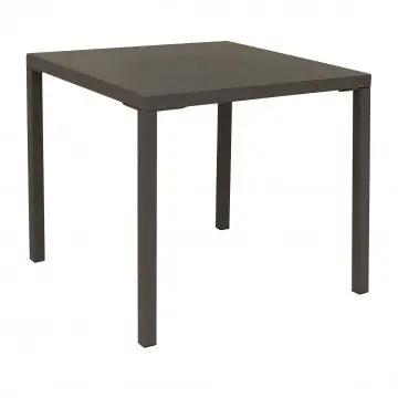 Tavolo Manchester impilabile 80 X 80 in acciaio verniciato a polvere colore taupe, resistente e perfetto per esterni.