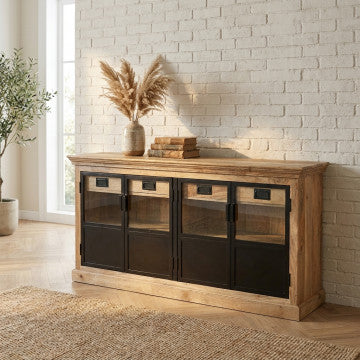 Mobile in legno di mango con 2 ante, dimensioni 180x45x90 cm