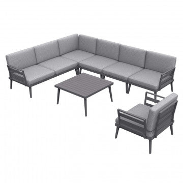 Tavolino modulare salotto struttura alluminio verniciato antracite 68x68x30