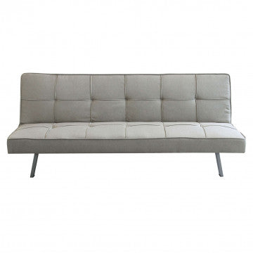 Divano letto grigio chiaro melange, struttura metallo legno, 178x81x71 cm