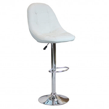 Sgabello regolabile in metallo e ecopelle, altezza 95-116 cm
