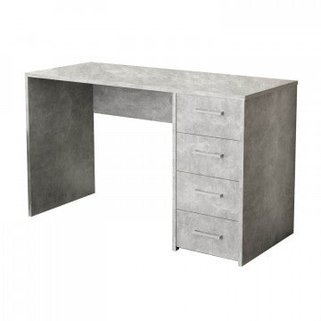 Porta PC in truciolare bilaminato grigio effetto cemento 120x50x74 cm