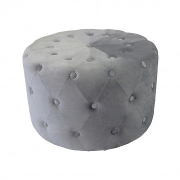 Pouf rotondo in velluto grigio scuro diametro 67 cm altezza 41 cm