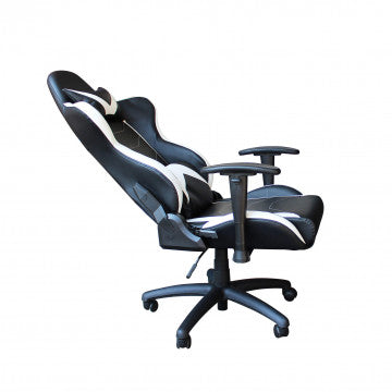 Poltrona gaming poliuretano bianco e nero 69,5x71,5x121-129 cm