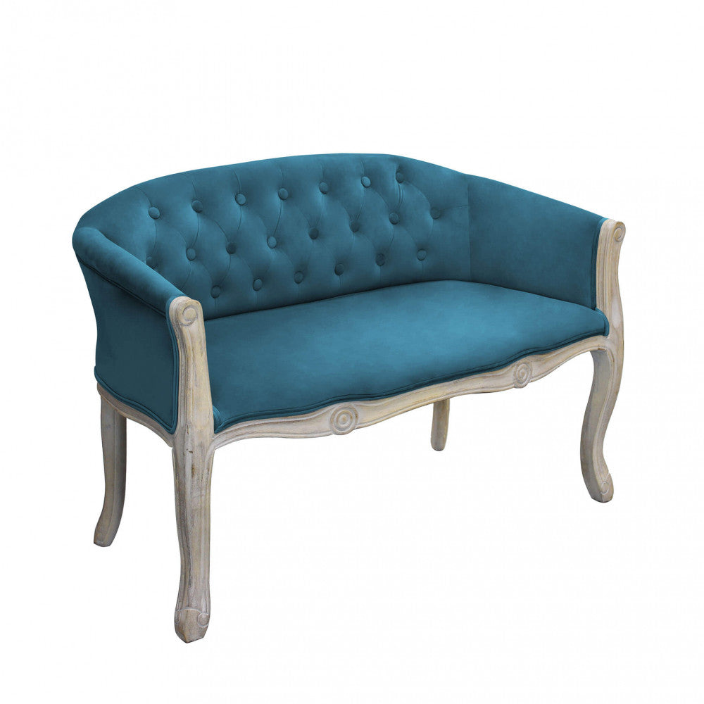 Divano elegante con capitonné in tessuto di lusso Divani Hobby Shop Solution Blu  