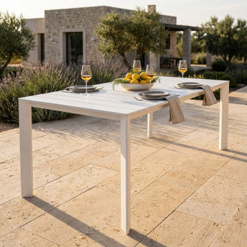 Tavolo alluminio verniciato bianco dimensioni 215/280x100x75,5 cm